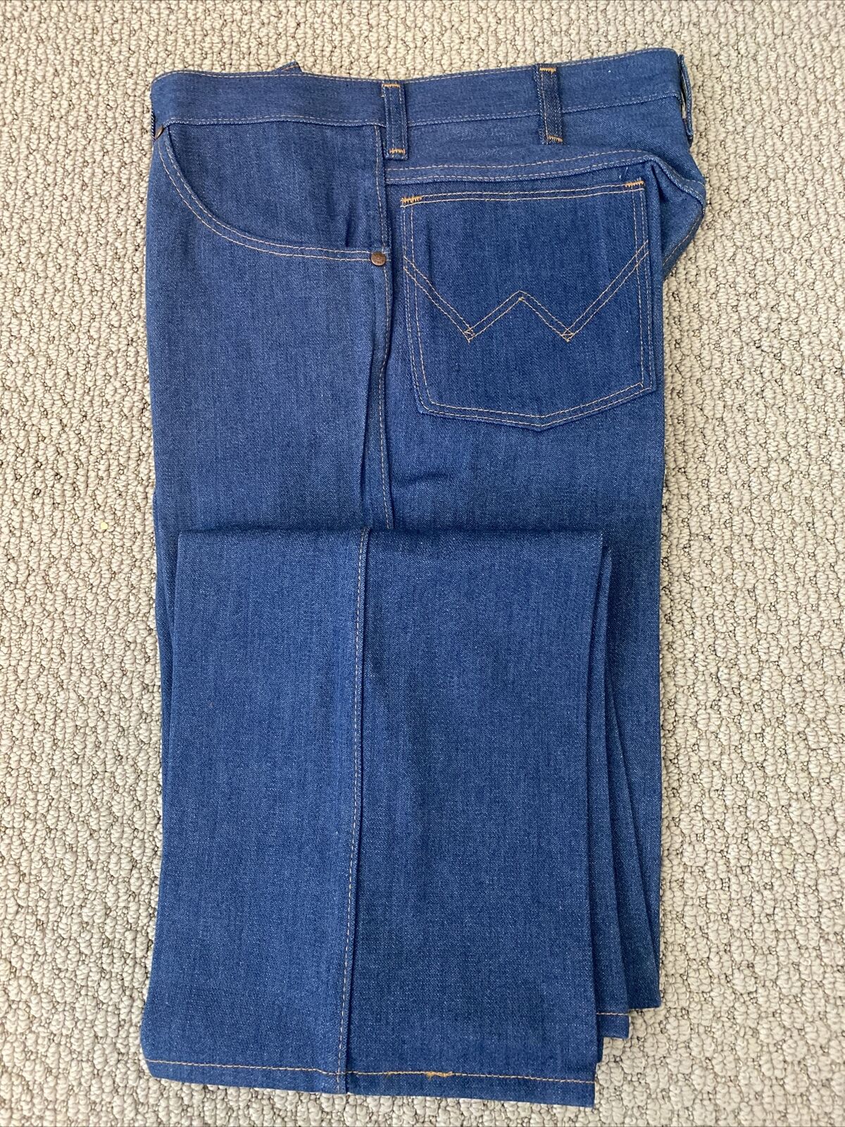VTG 70s Wrangler 14oz Super Denim Jeans Navy Blue 34x34 Straight 