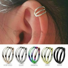 Surgical Steel Triple Stacked Hinged Segment Septum Rings Hoop Earrings 8-10MM