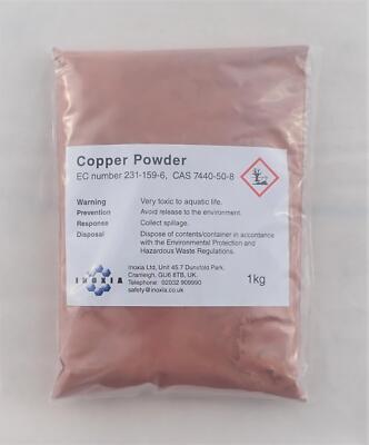 Copper metal powder, (metallic Cu, irregular atomised / atomized) 100g - 5kg