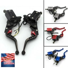 A Pair CNC 7/8" Reservoir Brake Clutch Lever Hydraulic Master Cylinder Dual Pump