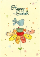 Blue Bird on Flower Petals - Designer Greetings Easter Card