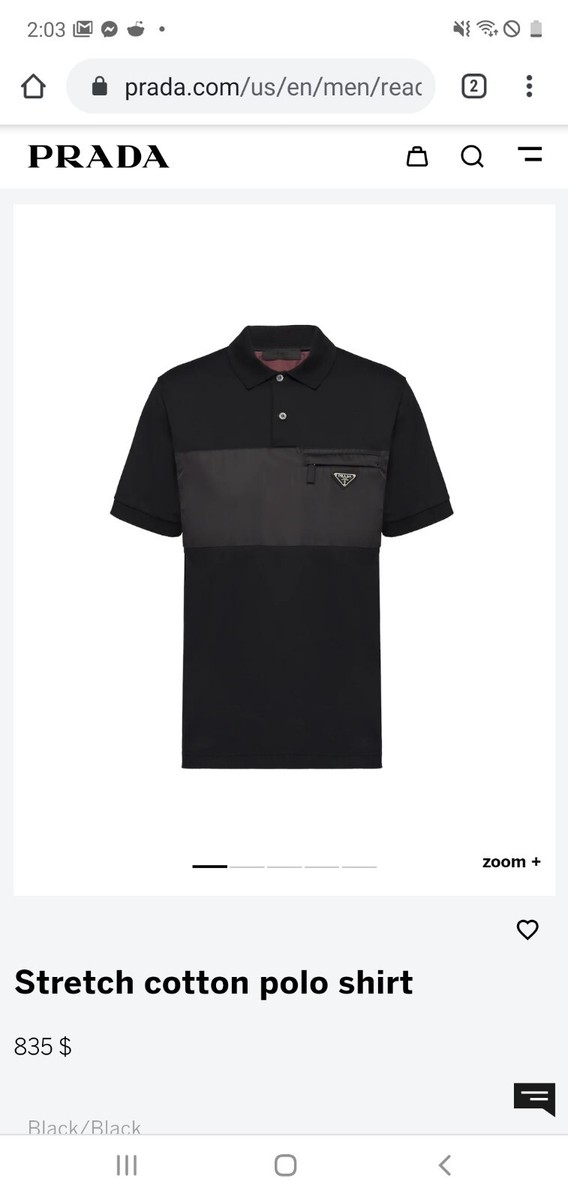 Prada Metal Logo Stretch Cotton Polo Shirt Black | eBay Prada Metal Logo Stretch Cotton Polo Shirt Black | eBay