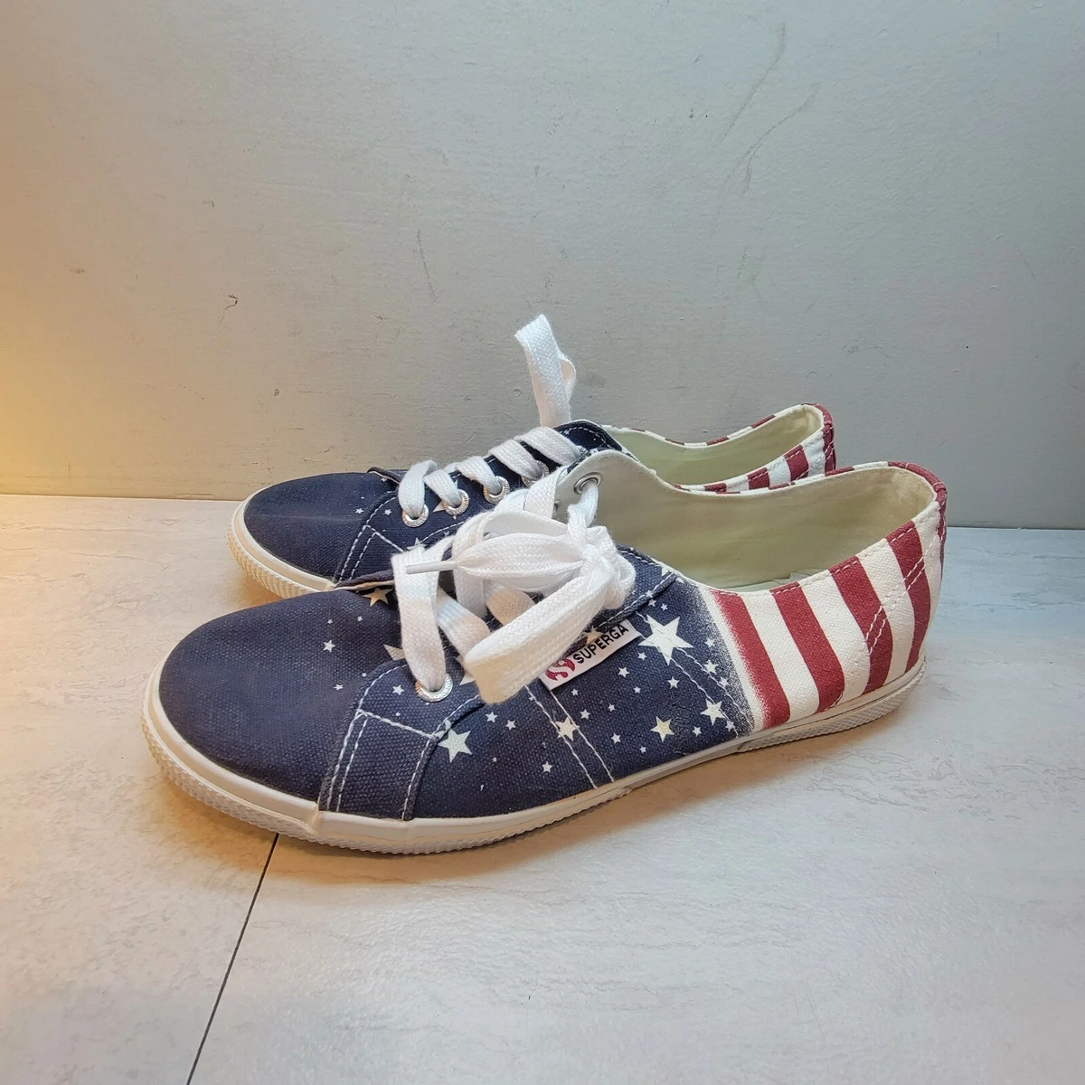 Superga American Flag Canvas Sneakers Shoes Stars Stripes Women s Size 7