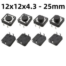 PCB Momentary Tactile Tact Push Button Switch 4 Pin DIP 4 SPST 12x12x4.3 - 25mm