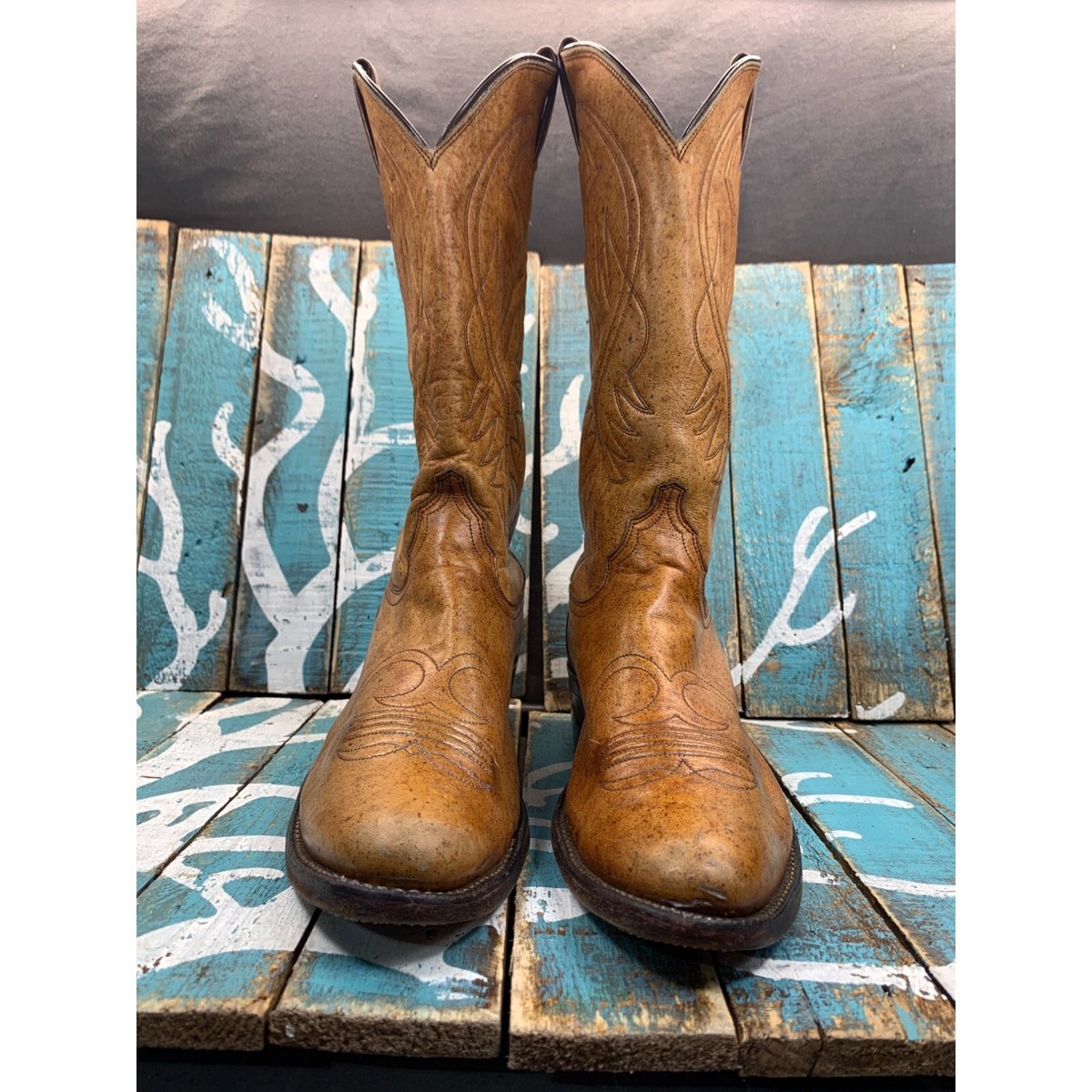 靴 vintage boots Vtg 1981 Justin Womans 7.5B USA L4127 Camel Color Leather Western