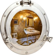 Porthole Mirror Metal Crafted Nickel Plated Porthole Mirror Wall Decor