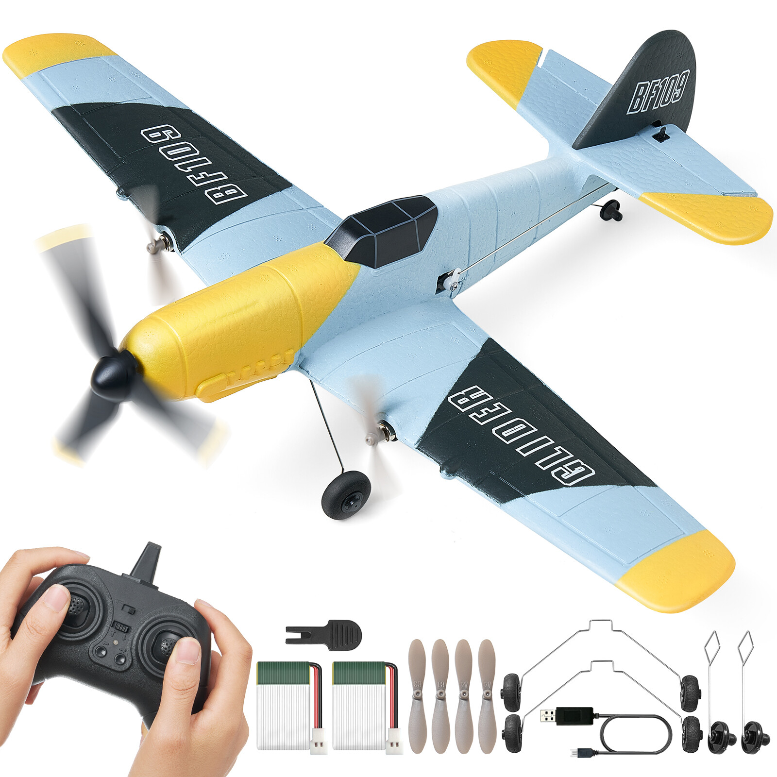 Avion RC Seconde Guerre Mondiale en EPP VEVOR avec Télécommande 2.4 GHz Noir