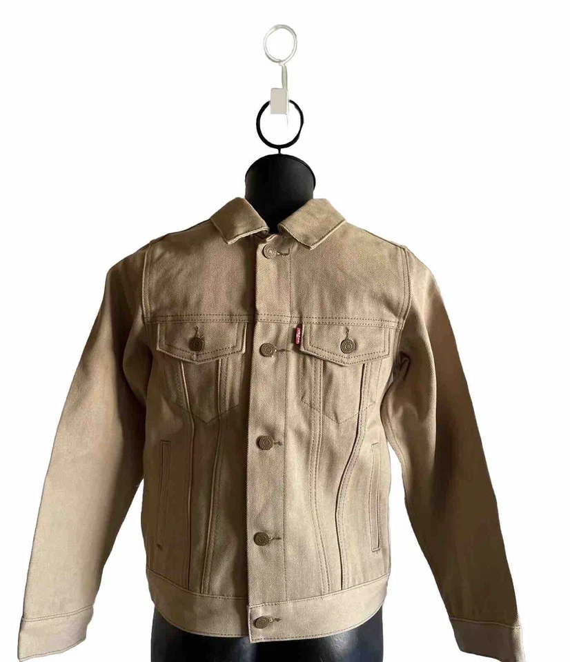¡Nuevo con etiquetas! Chaqueta vaquera Levi's Trucker beige algodón mediano para niños Foto 2 de 4