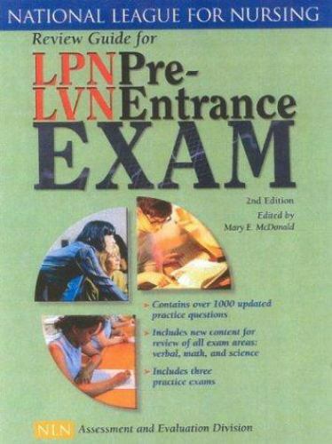 Review Guide For Lpn Lvn Pre Entrance Exam By Mary E Mcdonald 2003 Trade Paperback Revised Edition For Sale Online Ebay