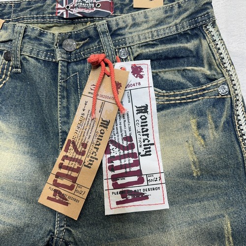 Jeans Monarchy donna 28x28 14 blu punto spesso dritto ricamato baffo - Foto 5 di 16