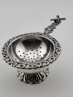 Rare Antique Silver 900 Dutch Loose Leaf Tea Strainers and Rest