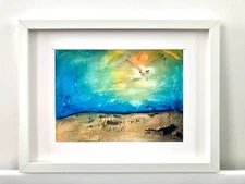 Limited edition giclee art print FRAMED abstract sunset Contemporary artwork NEW