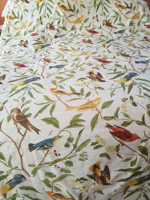 Pottery Barn Spring Sparrow Birds Nature Print Cotton Queen Full