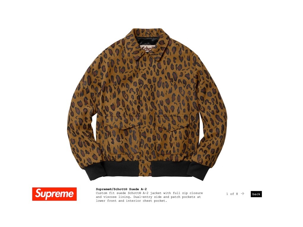 Supreme Schott Suede A-2 jacket Cheetah 2018ss SZ Large Rare NEW with TAG