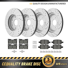 Front & Rear Drilled Rotors Ceramic Brake Pads For Cadillac Escalade Chevy Tahoe
