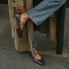 Women  s Criss Cross Mary Jane Ballet Flats Square Toe Comfortable Slip-On Shoes