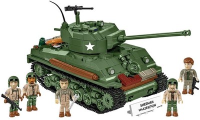 COBI  WWII M4A2E8 Sherman Easy Eight Tank US Army Building Block Model Set  3118