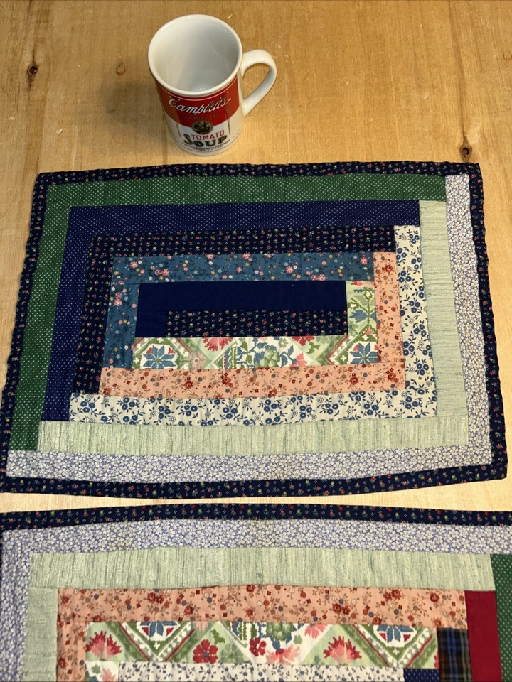 2,VTG Quilt Centerpiece Mat Placemat Handmade Patchwork Art Boho Granny Core 17” - Image 3 of 4