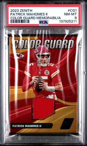 2023 PANINI ZENITH COLOR GUARD MEMORABILIA #CG1 PATRICK MAHOMES II PSA 8
