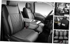 F150 Seat Covers, Napa Leather, Custom fit 2015-2020 F150 Full Set Black Gray