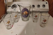 Minnesota Vikings Vintage Football Glasses and Pitcher Set Collectible Barware