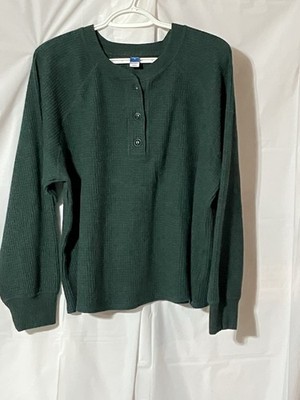 Old Navy Women's XL Ribbed, Long Sleeve Button up Crew sweatshirt hunter green