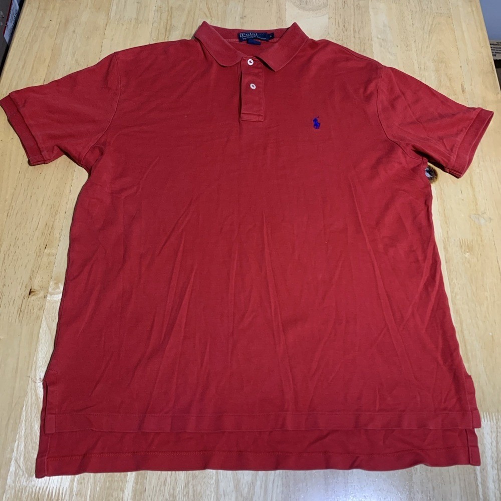 Polo Ralph Lauran Custom Fit Shirt Solid Red Adul… - image 1