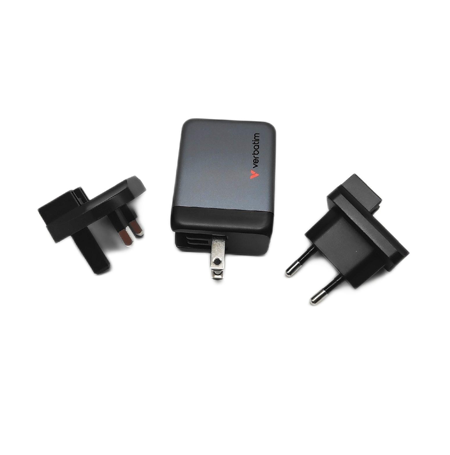 Verbatim Ladegerät Ladeelektronik GaN 65W 3 Anschlüsse USB C USB