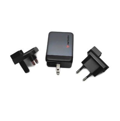 Verbatim Ladegerät Ladeelektronik GaN 65W 3 Anschlüsse USB C USB