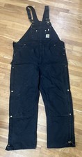 Carhartt Bib Overalls 42x32 Black Canvas Quilt Lined Duck Zip-to-Thigh R41 BLK