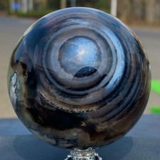 398G Natural black cherry blossom agate Sphere Crystal Ball Healing