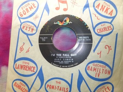 GARY TEMKIN I'm The Fall Guy 45 RPM 1961 Rock & Roll Rare Stock Copy