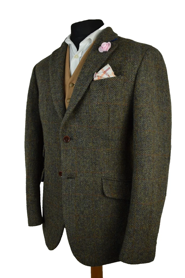 Harris Tweed CREW CLOTHING Tailored Country Green Checked Blazer Jacket 42R #46 - Image 4 of 4