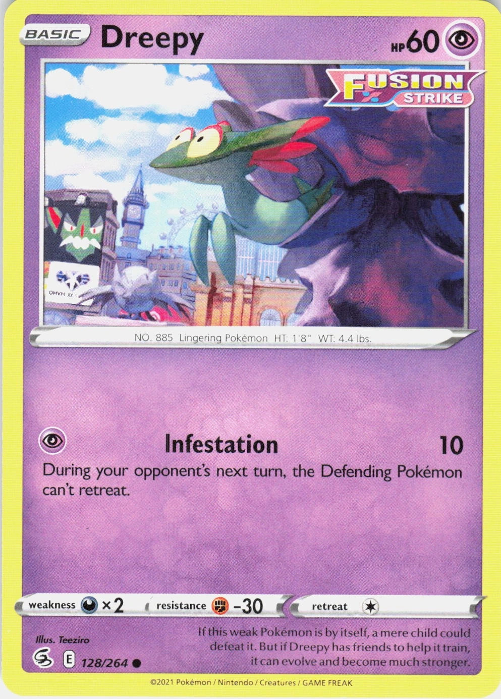 Dreepy 128/264 Fusion Strike Common NM Pokemon TCG