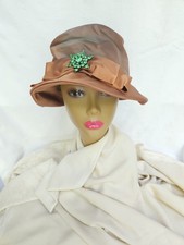 Satin Dayne Taylor Cloche from Rich's Green Rhinestone Pin