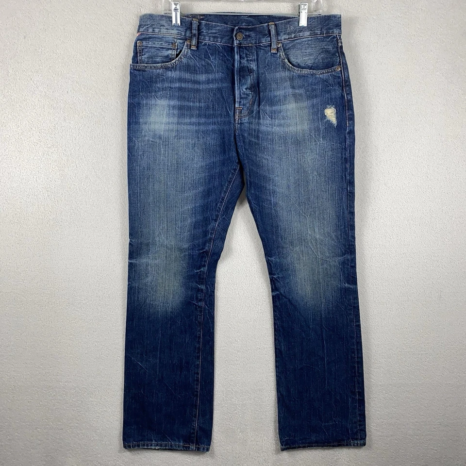 Ralph Lauren Denim & Supply Bootcut Jeans Men's 36x31 Blue Distressed Faded - Image 2 of 4