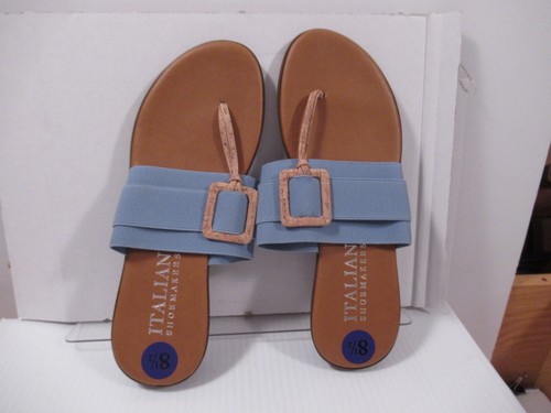Italienische Schuhmacher Breezie Zehenstegsandalen braun blau Slipper Italien Größe 8,5 neu