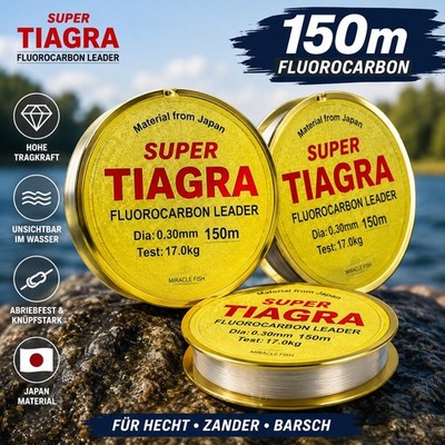 TIAGRA Fluorocarbon Vorfachschnur 150m 0,14-0,40mm Hecht Zander Barsch