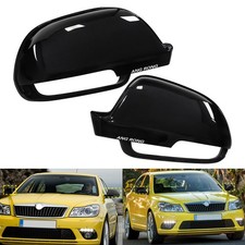 2x Schwarz Glänzend Spiegel Kappe Abdeckung für Skoda Octavia II 1Z3 2009-2013