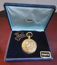 VINTAGE ARNEX BUCK FLORAL BASE METAL 484 QUARTZ SWISS POCKET WATCH.W/BOX. WORKS.