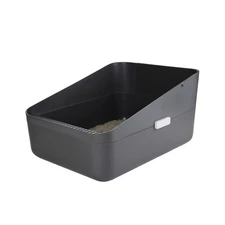 Sfozstra Small Cat Litter Box Low Open Sifting Design Space Saving Grey