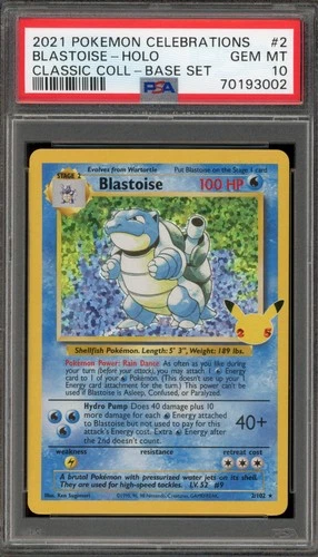 Pokemon Blastoise Celebrations Classic Coll. Base Set Holo Rare #2 PSA 10