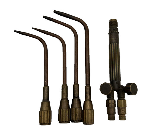 Lot of 5 Ox-Acetylene  Torch Tips & Cutting Torch Head Oxy, Air Products PARTS