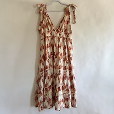 House of Harlow 1960 Linen Tiered Maxi Dress XL Ikat Revolve Tie Shoulder Travel