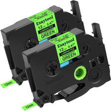 2 Pack Esaytool Replacement for P-Touch Tze-D31 Tzed31 TZD31 Black on Green Flu