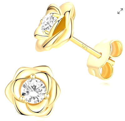 ARETES DE ROSA ORO 18 K ROMANTICOS REGALO MUJER NOVIA AMIGA HIJA NAVIDAD