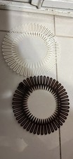 Black  White Circular Plastic Hair Comb with Teeth 4.5 in Women Adult