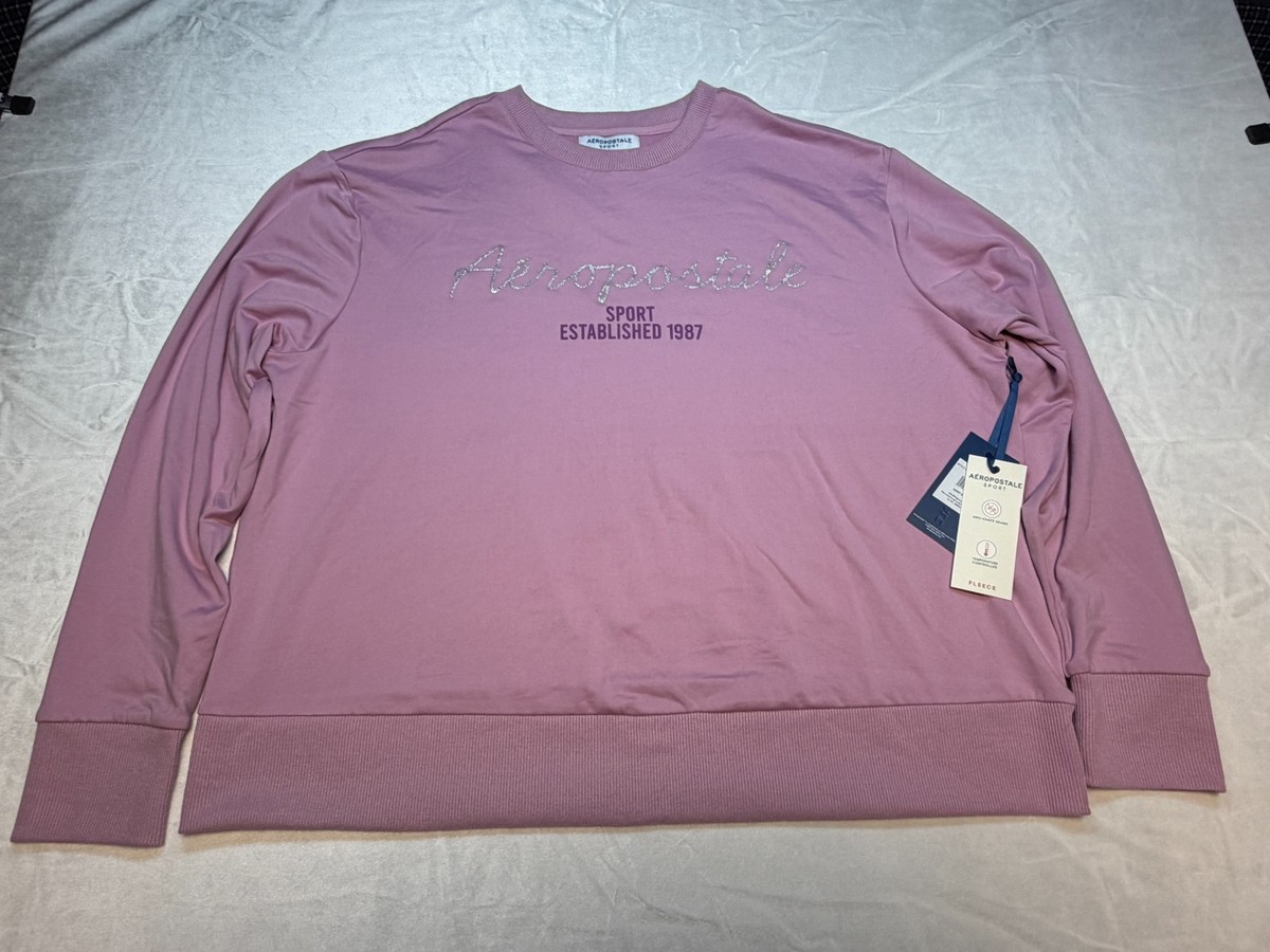 Aeropostale Sport Fleece Lined Crew Neck Sweatshirt, Mauve/Lavender Pink,  Sz 1X