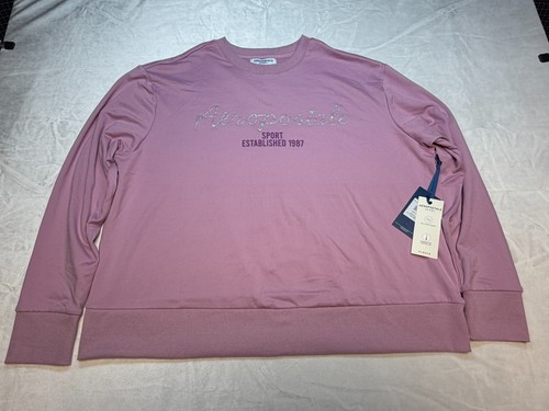 Aeropostale Sport Fleece Lined Crew Neck Sweatshirt, Mauve/Lavender Pink, Sz 1X