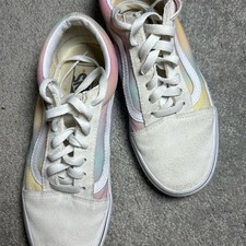 Vans Pink and White Casual Sneakers Colorful Low Womens 7.5